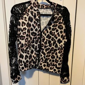 Leopard print bomber jacket